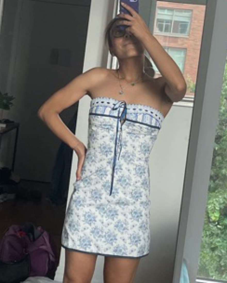 With Jean Blue Strapless Corset Dress - Image 2