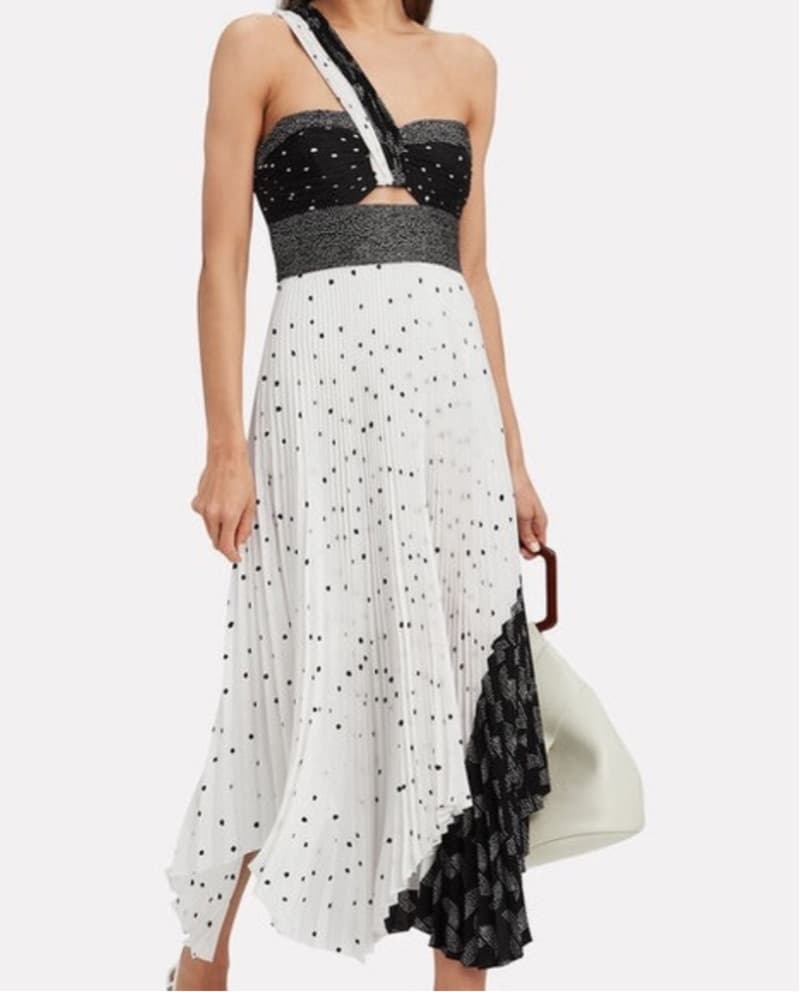 Polka Dot Pleated Maxi Dress - Image 1