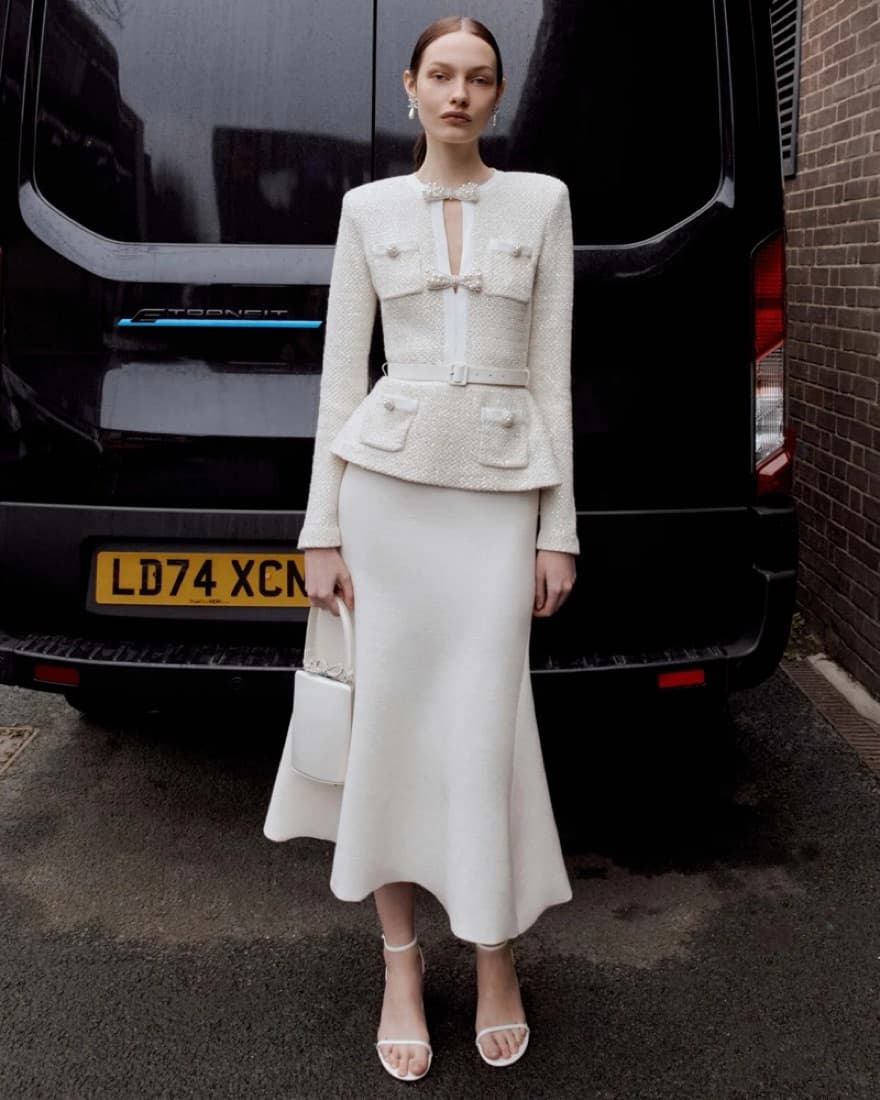 $630 Self Portrait Pearl Bow Midi Dress - Image 2