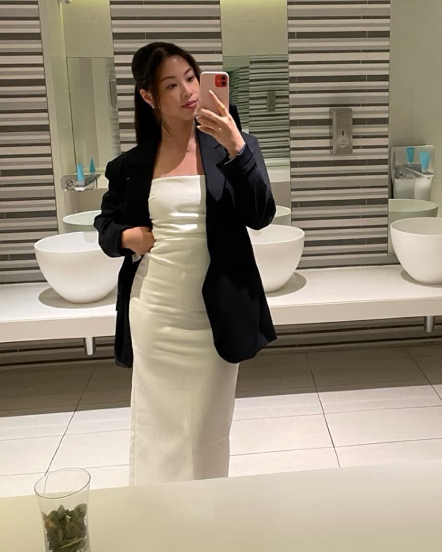White Strapless Midi Zara Dress - Image 1
