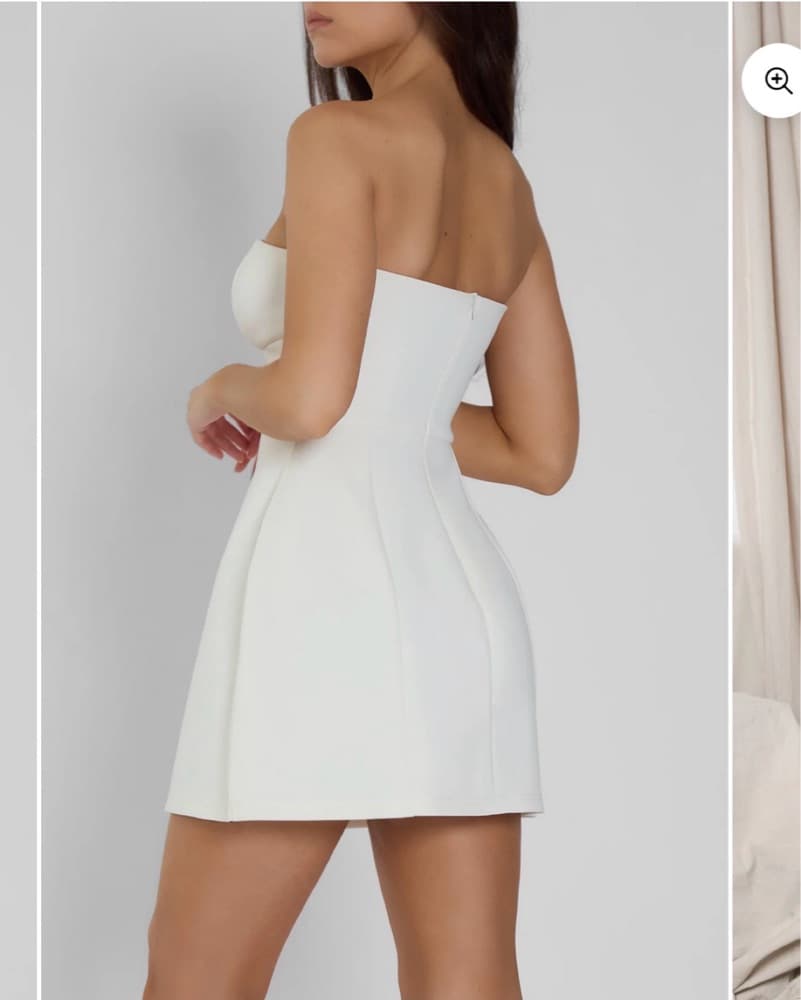 Shop Leau White Strapless Dress - Image 3