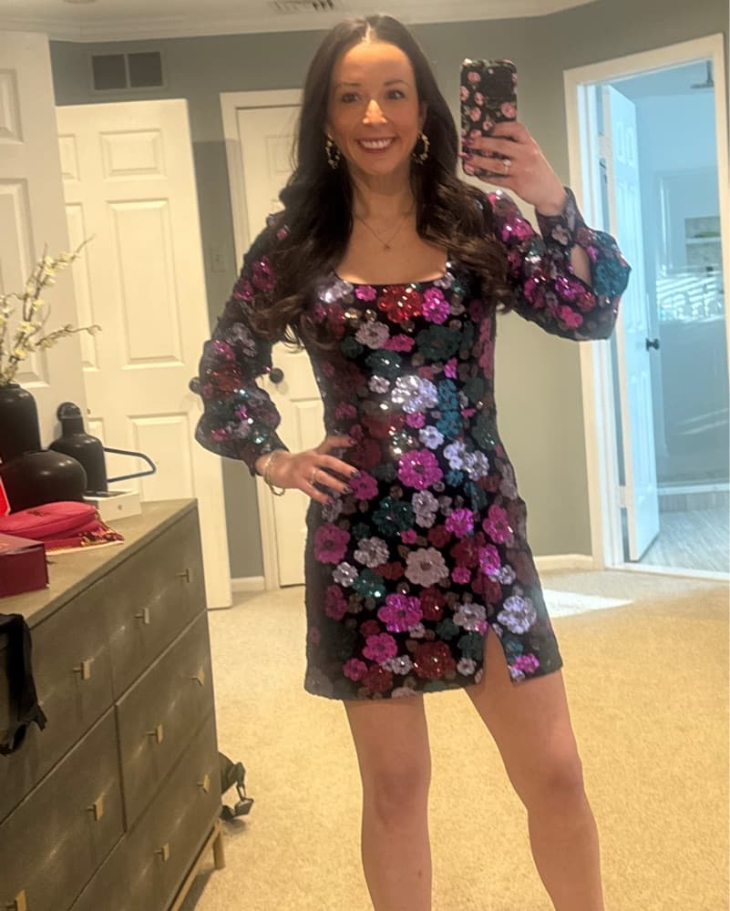 Enchanting Floral Sequin Dress - Image 2