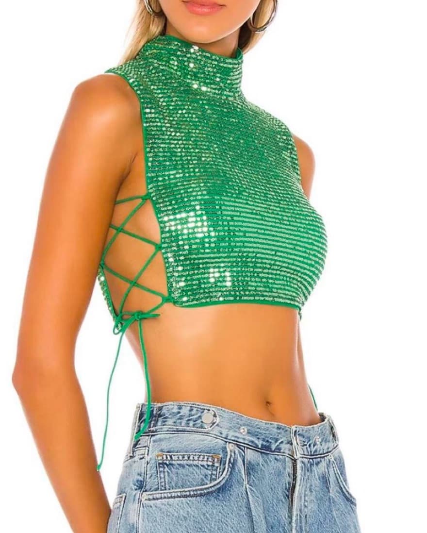 Revolve H:ours Green Sequin Top - Image 1