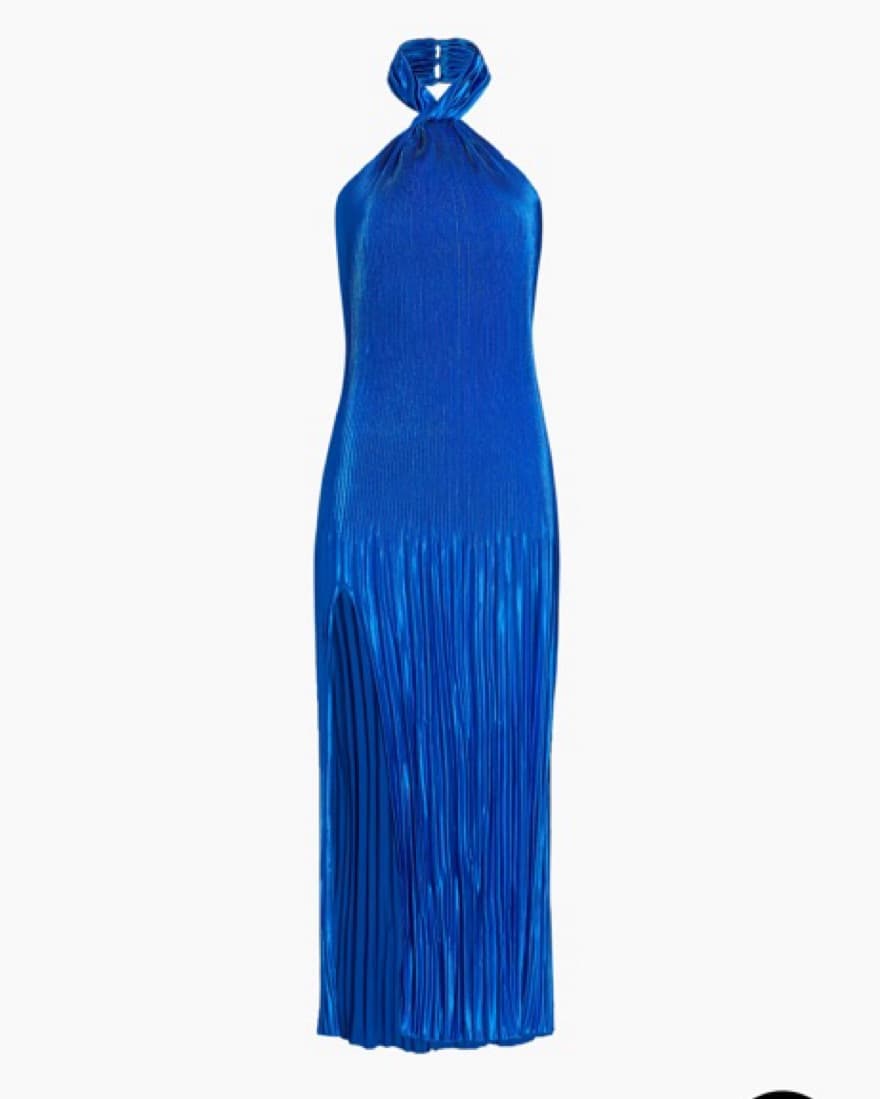 Lidee Sleeveless Blue Pleated Gown - Image 3