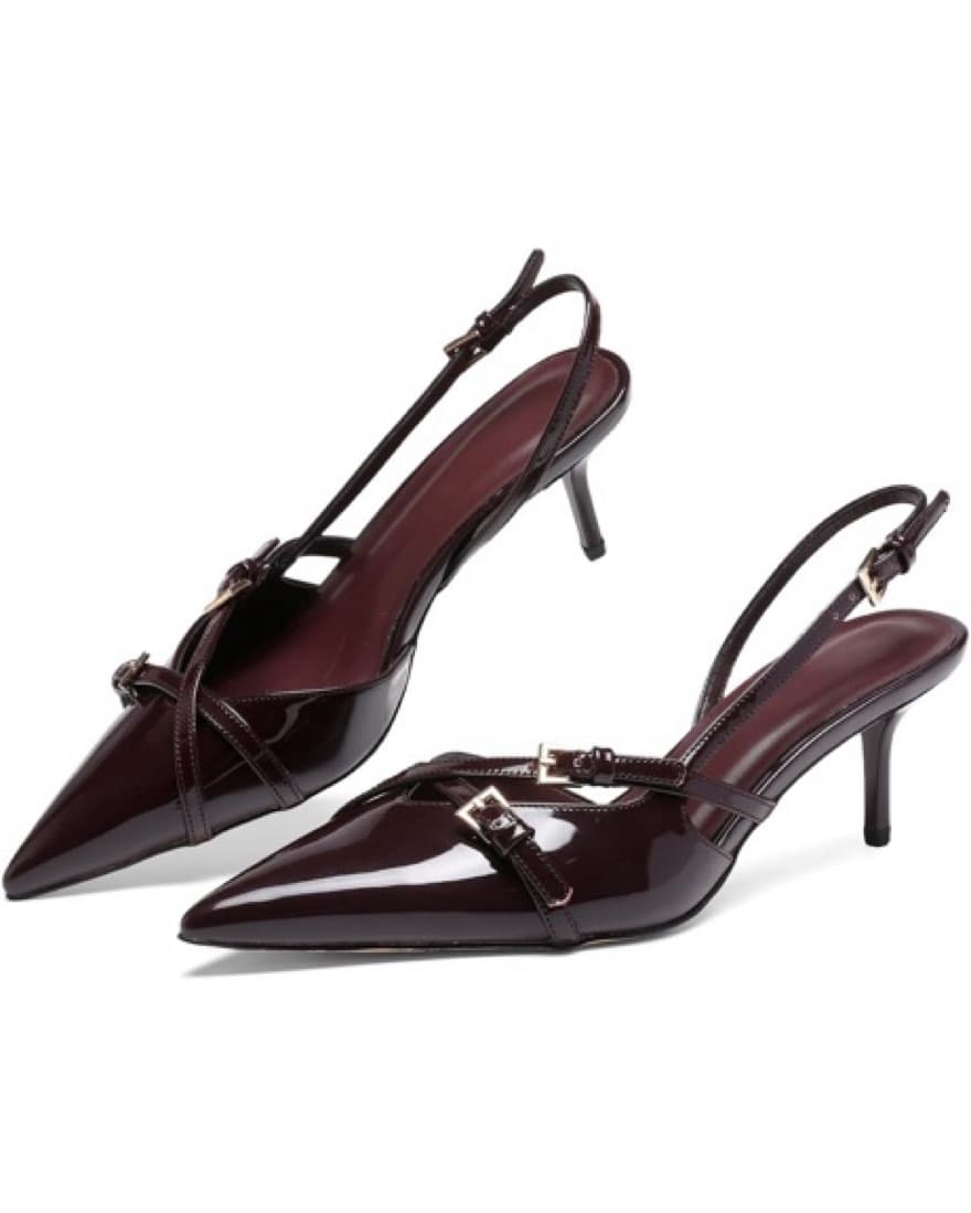 Burgundy patent Sling Back Heel  - Image 3