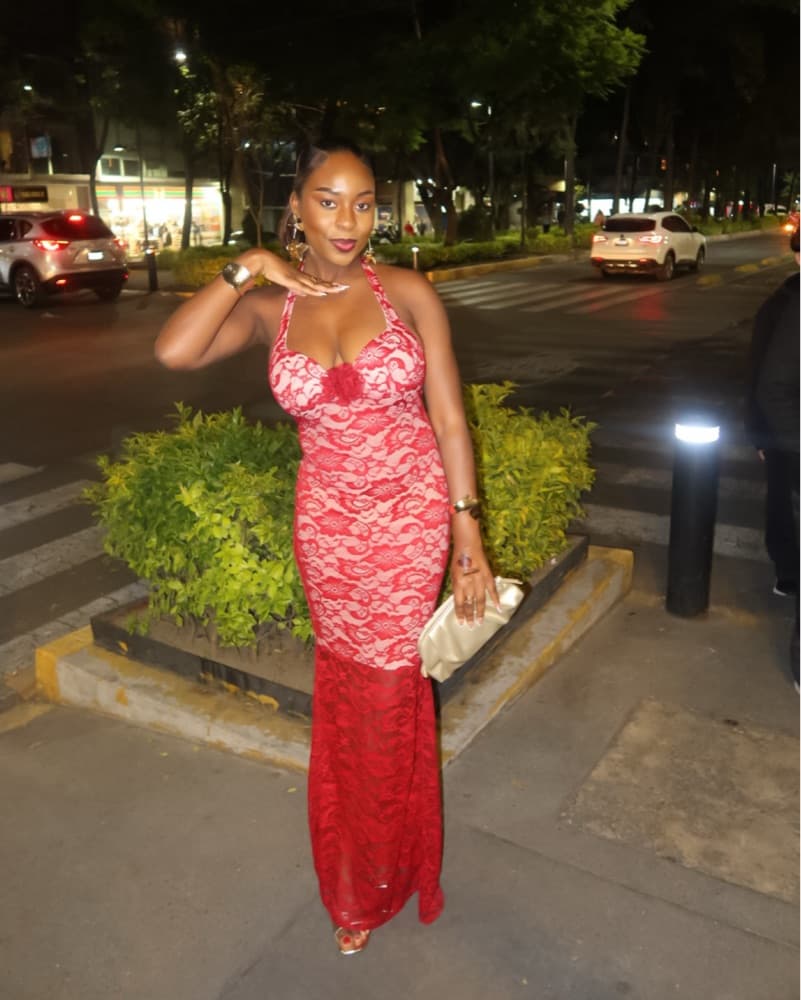 Burgundy Lace Mermaid Dress - Image 4
