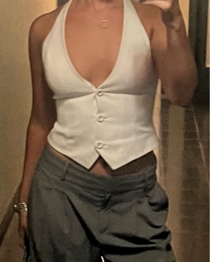 Bebe White Vest with Button Accents - Image 2