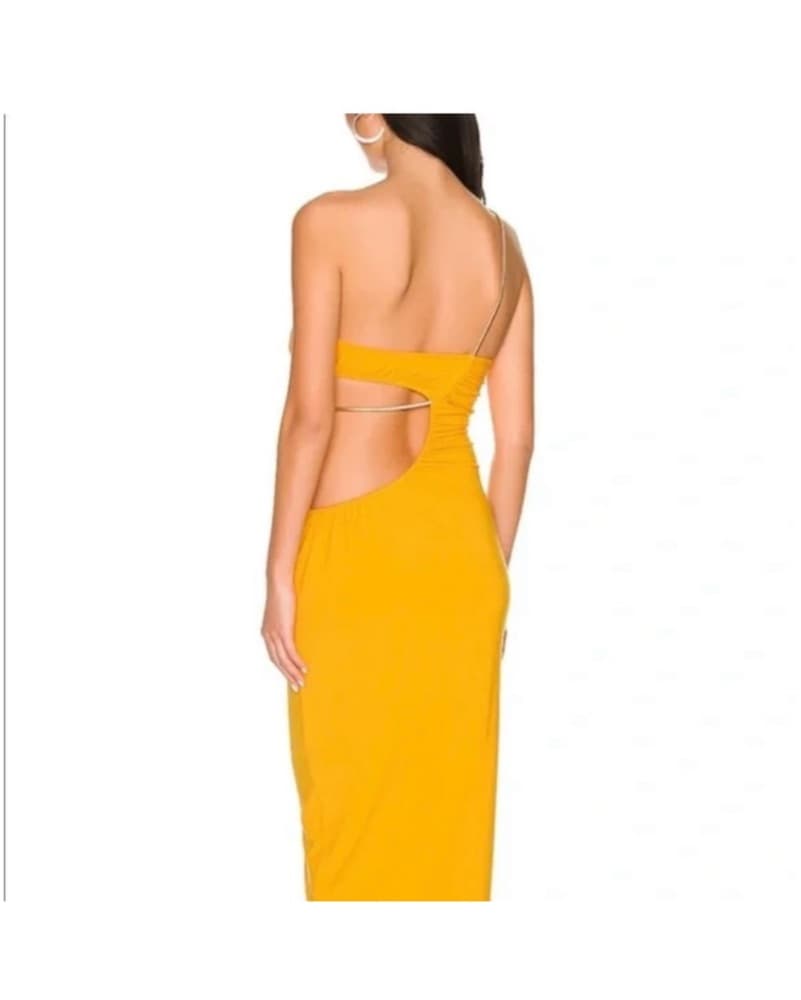 Weworewhat orange chain cut out dress - Image 4