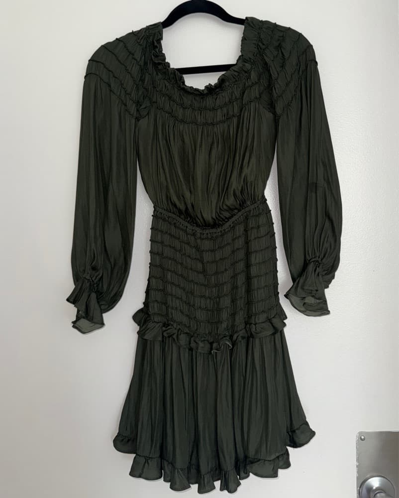 Green Long Sleeve Mini Dress - Image 1