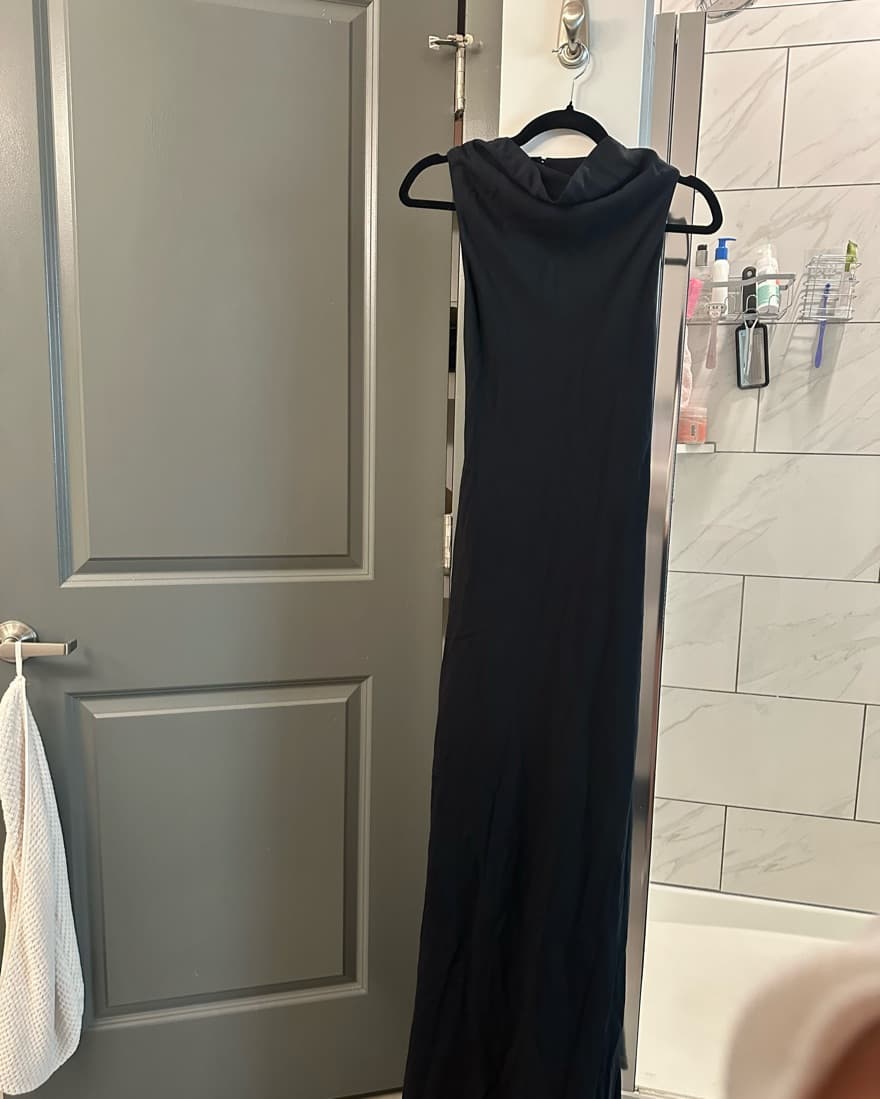 Black Halter Cowl Neck Maxi Dress - Image 3