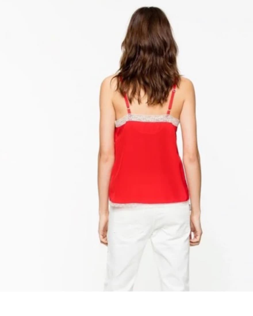 Zadig & Voltaire: Carmen Red Lace Top - Image 2