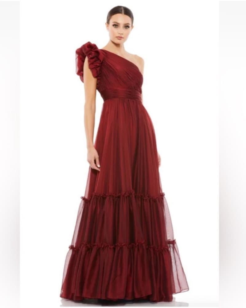 Elegant One-Shoulder Tiered Maxi Gown - Image 1