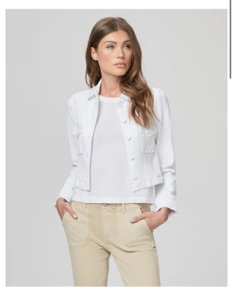 PAIGE Cropped Pacey Denim Jacket - Image 1