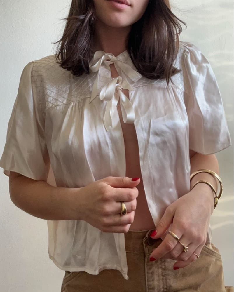 Elegant Satin Bow Blouse - Image 3