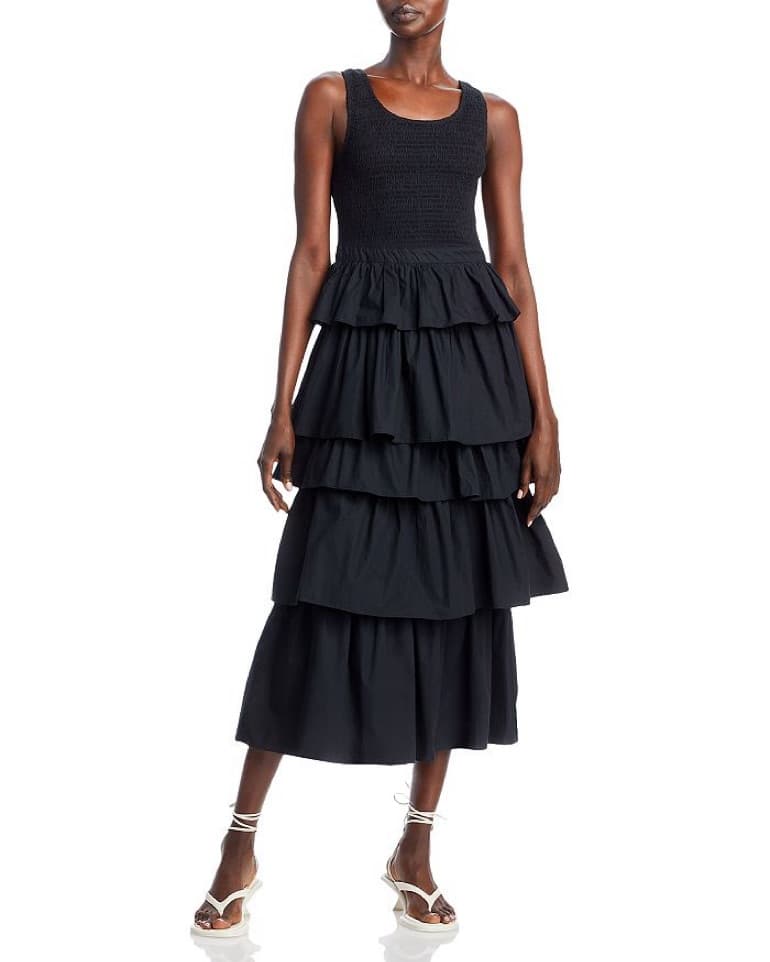 Rhode Nia Tiered Black Midi Dress - Image 1
