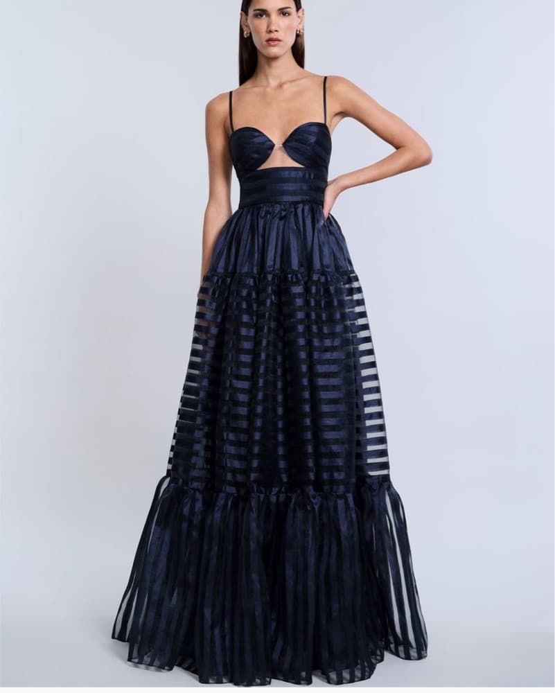 BCBG Navy Black Tie Formal GowN - Image 1