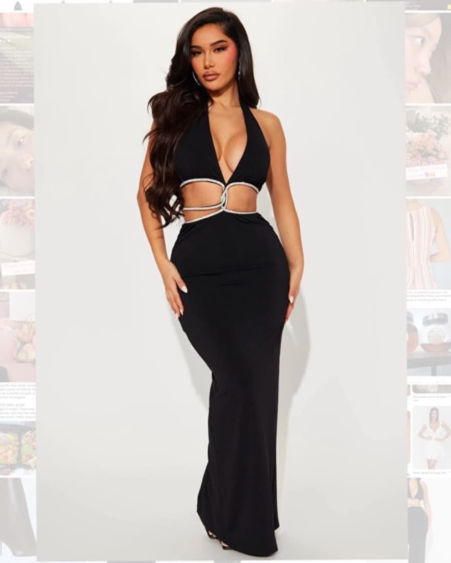 Diamante Cut Out Maxi Dress  - Image 1