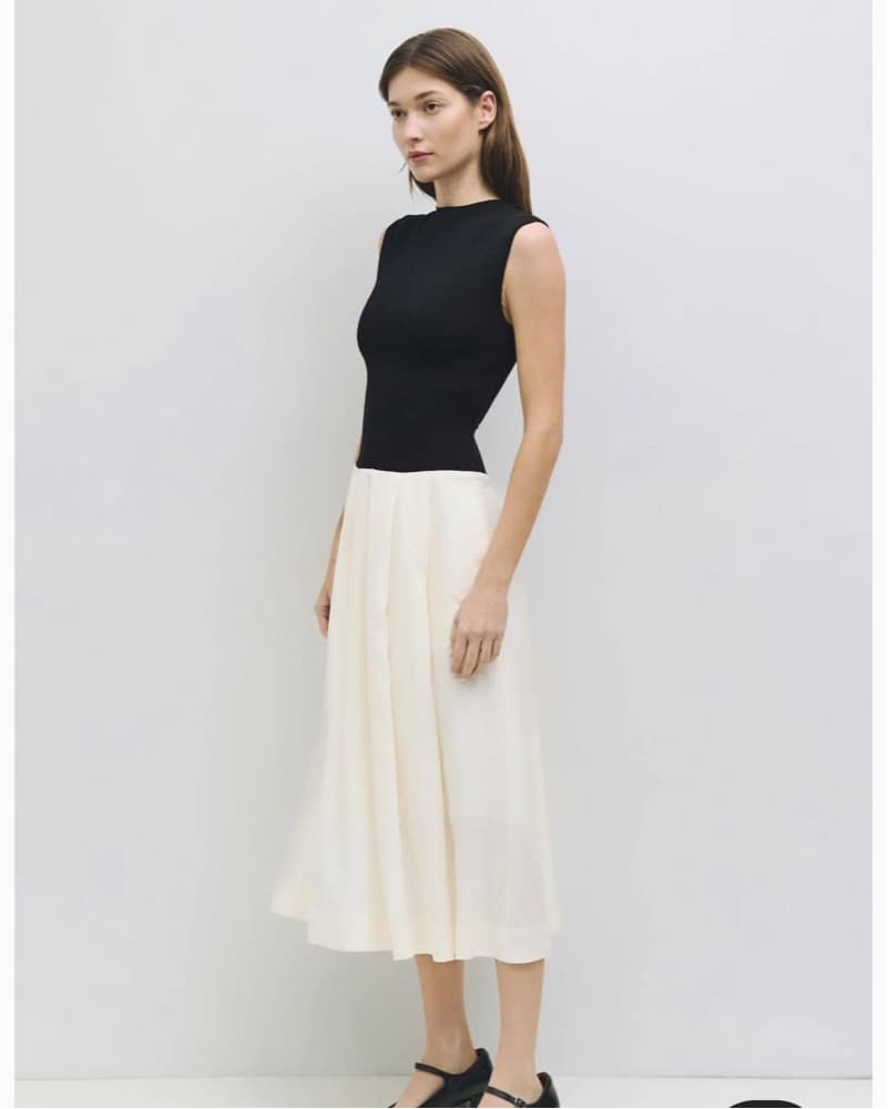 Elegant Black and Cream Dress - Image 3