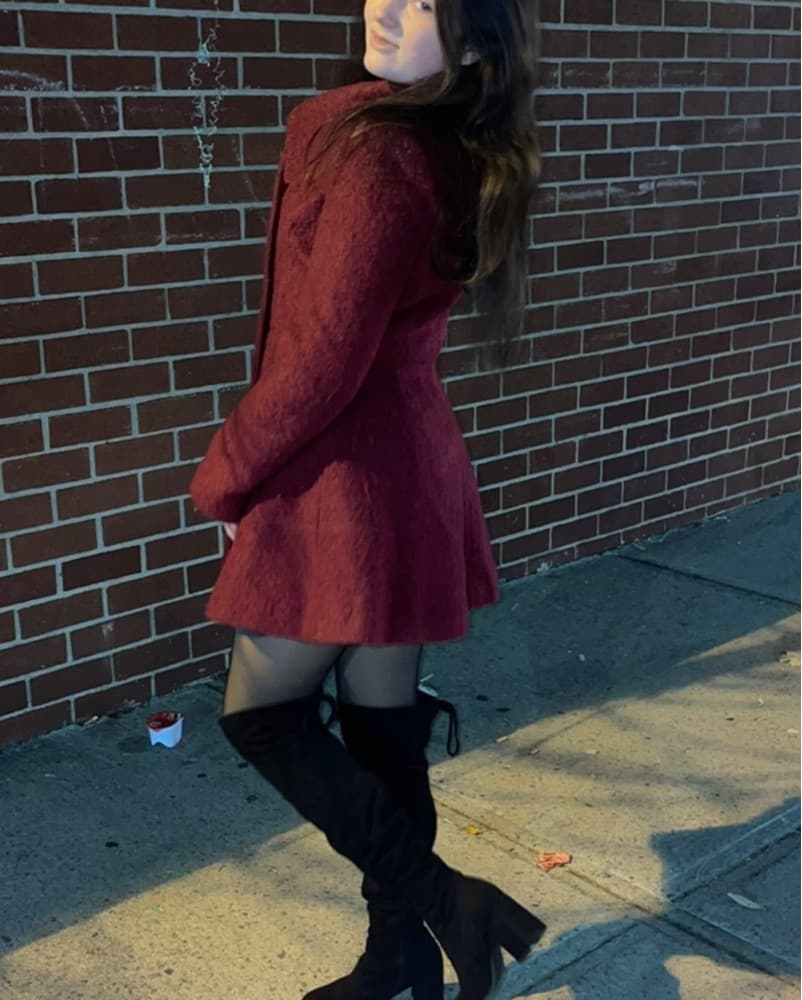 Guess Burgandy Fit And Flare Pea Coat - Image 3