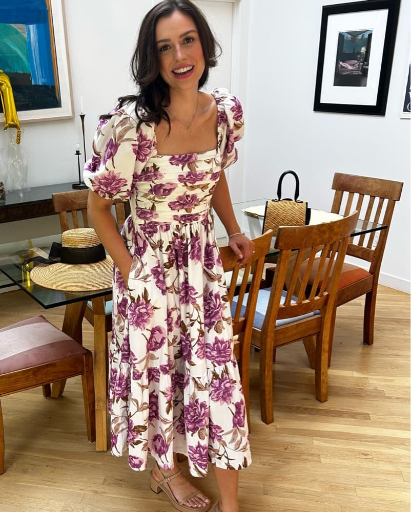 Elegant Floral Midi Dress - Image 2
