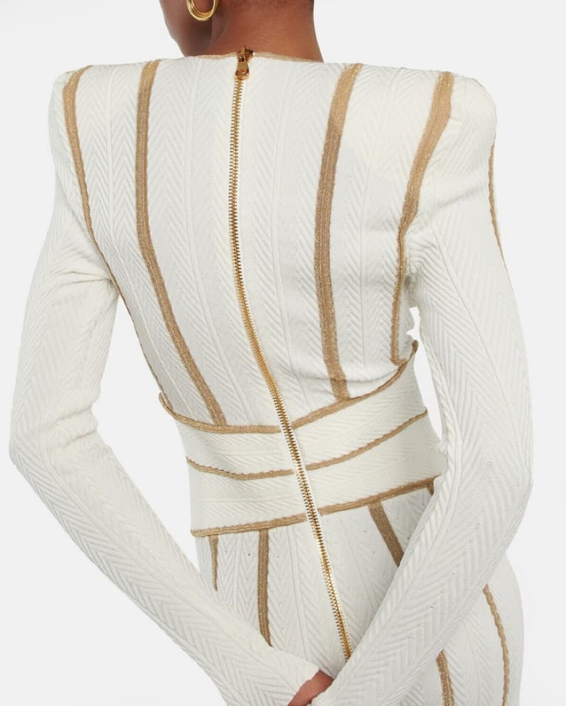 Balmain - Striped ribbed-knit gown - Image 3