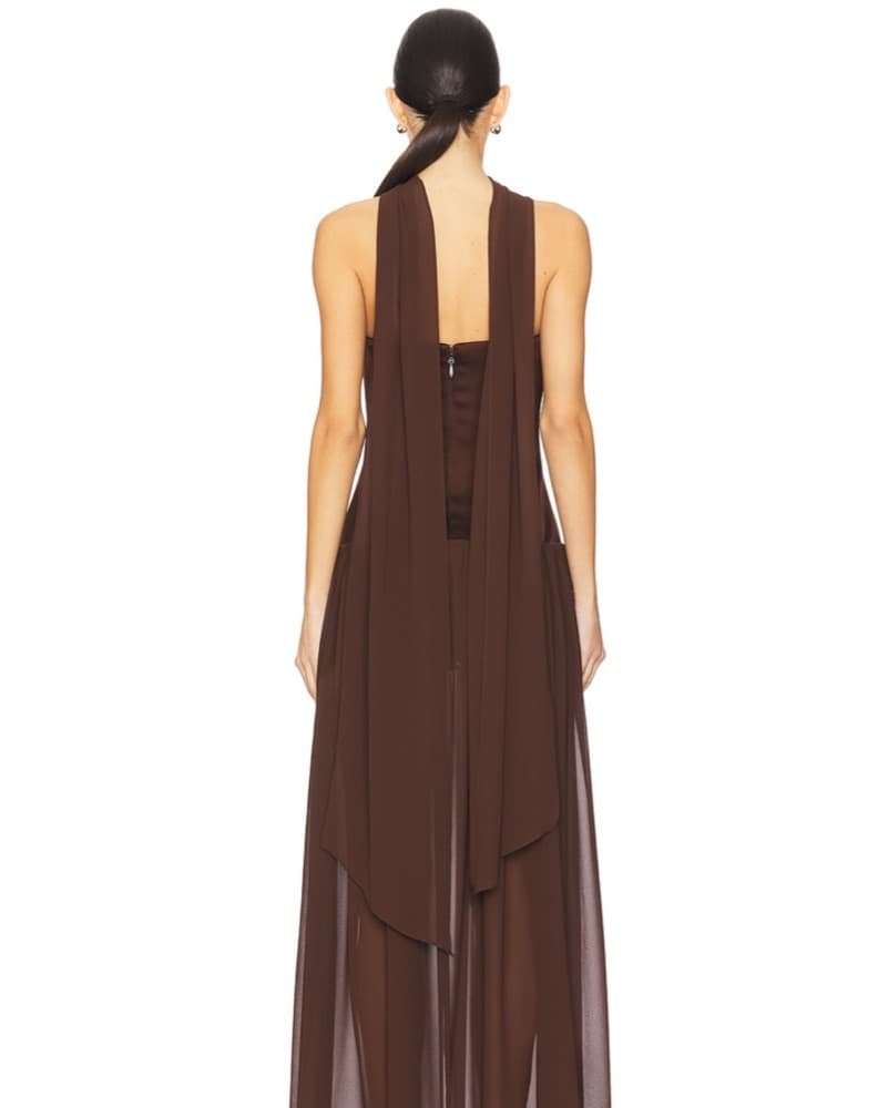 Ada Corset Maxi Dress In Dark Brown - Image 3