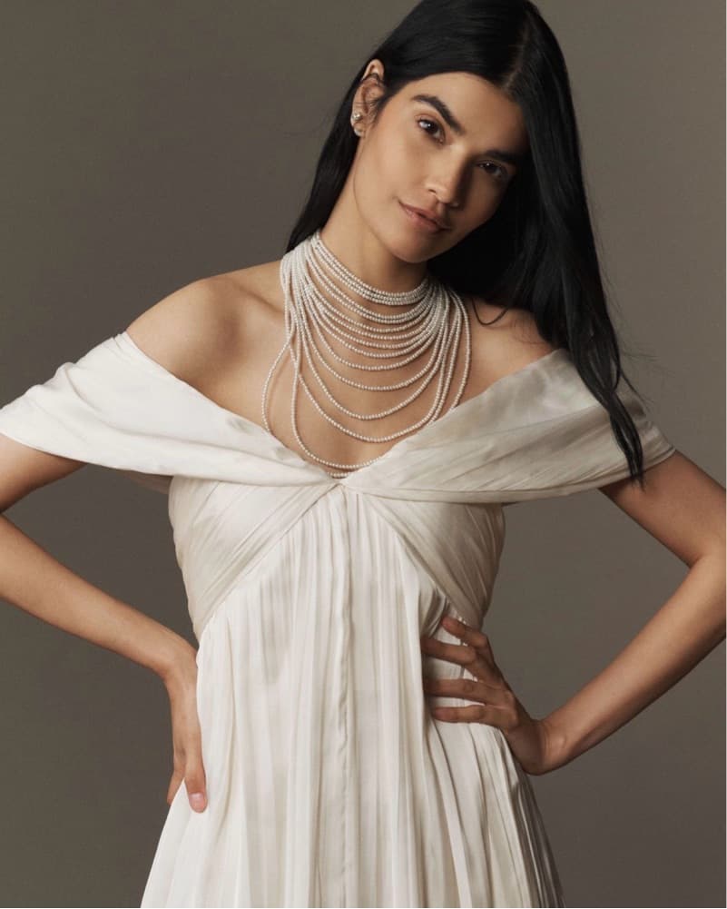 White Off-the-shoulder Midi Dress - Image 1