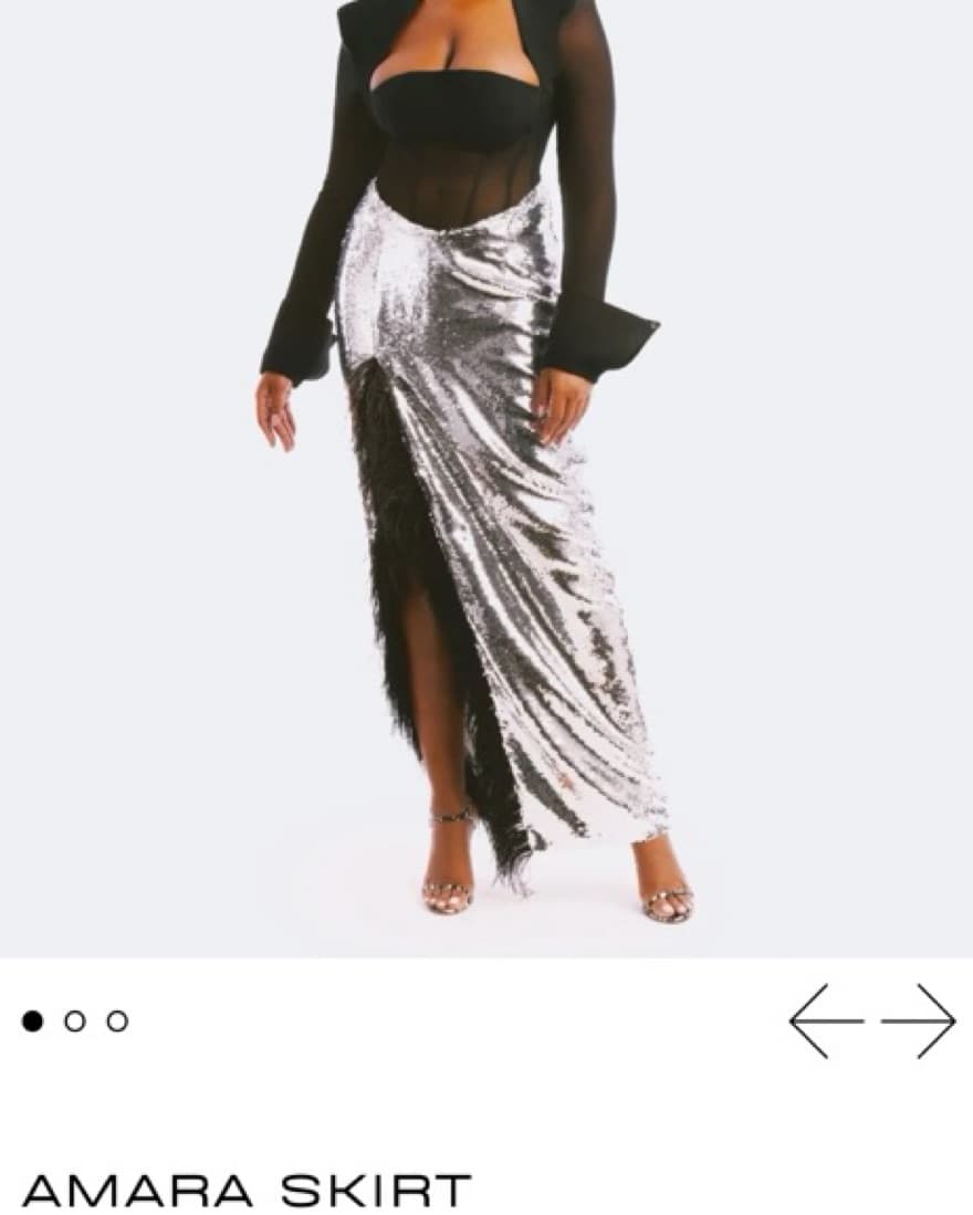 Silver Sequinned Amara Skirt  - Image 1