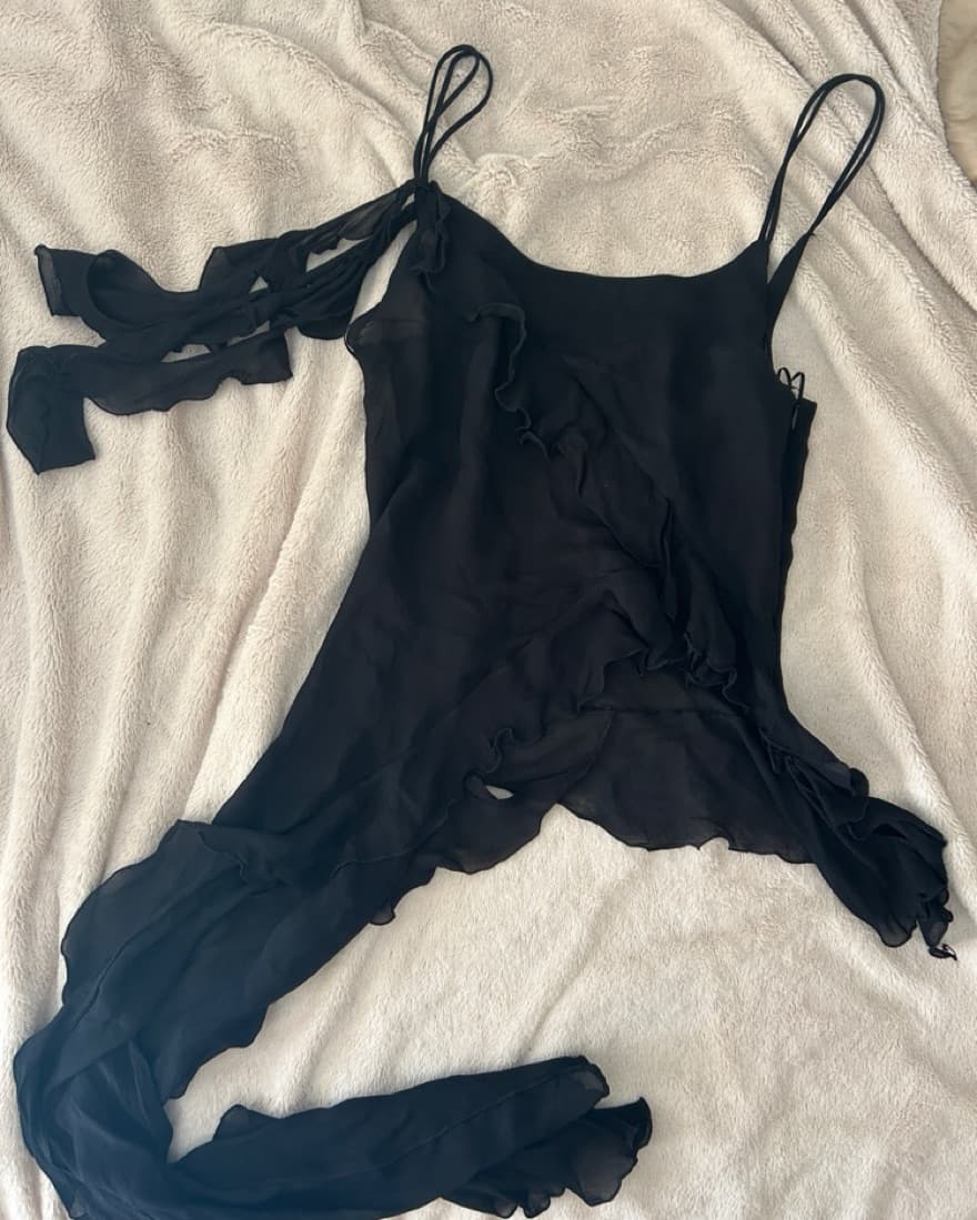 Black Zara Ruffle Flowy Top - Image 1