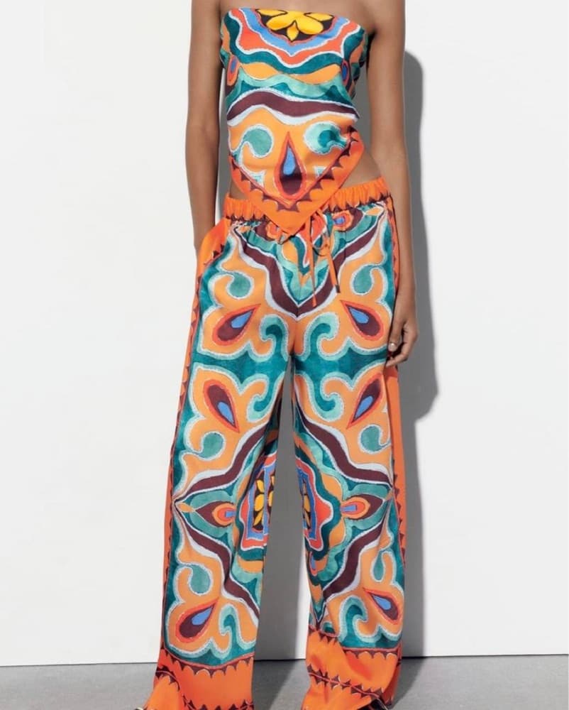 ZARA Orange Printed Co-Ord - Image 1