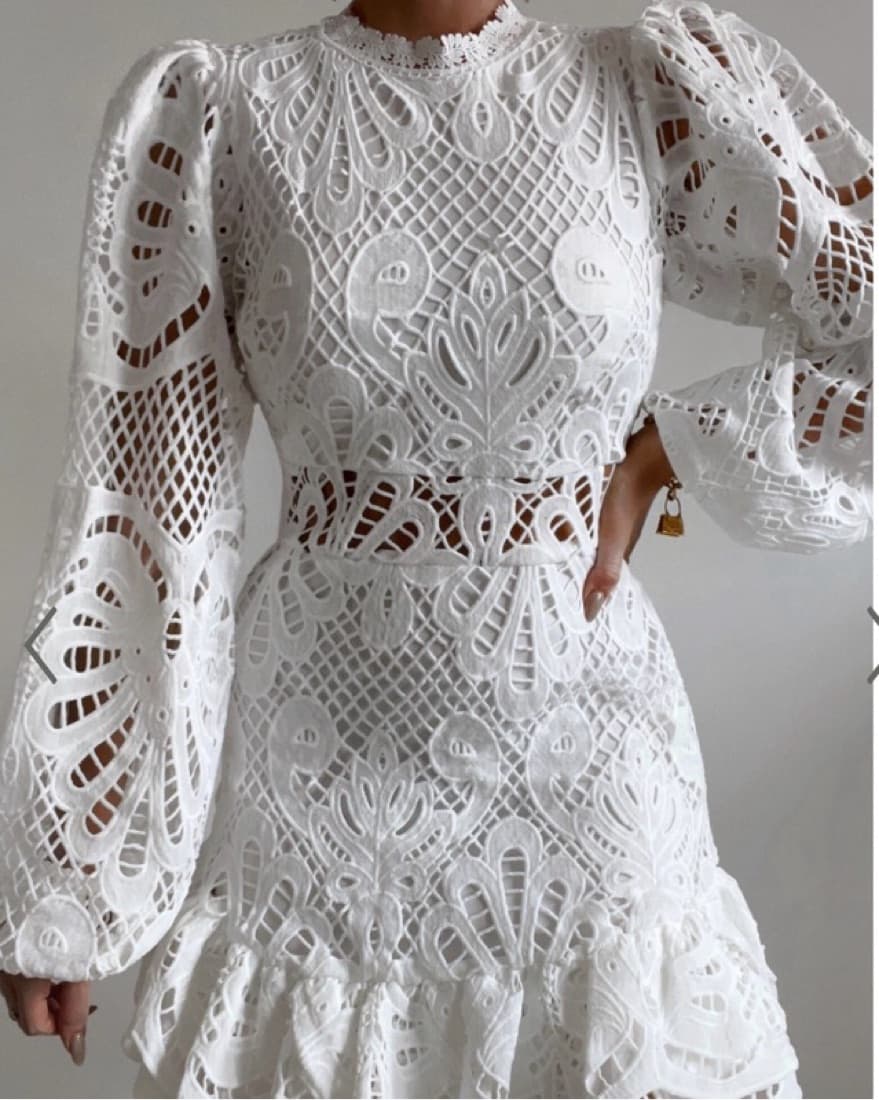 White Lace Mini Dress - Image 1