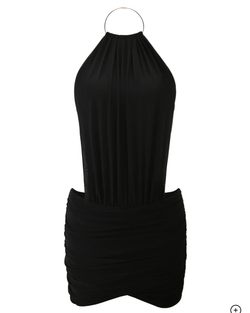 Black Halter Mini Dress - Image 3