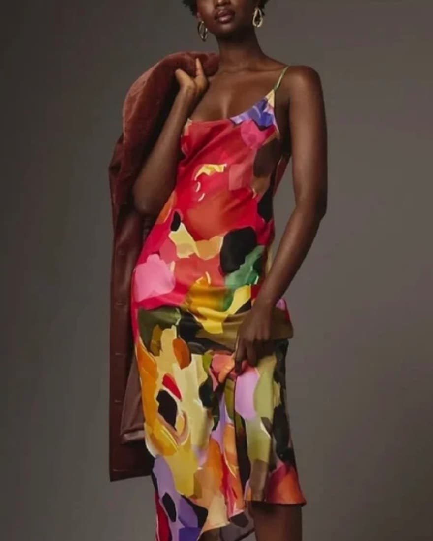 ELVA PRINTED SLIP DRESS - Image 1