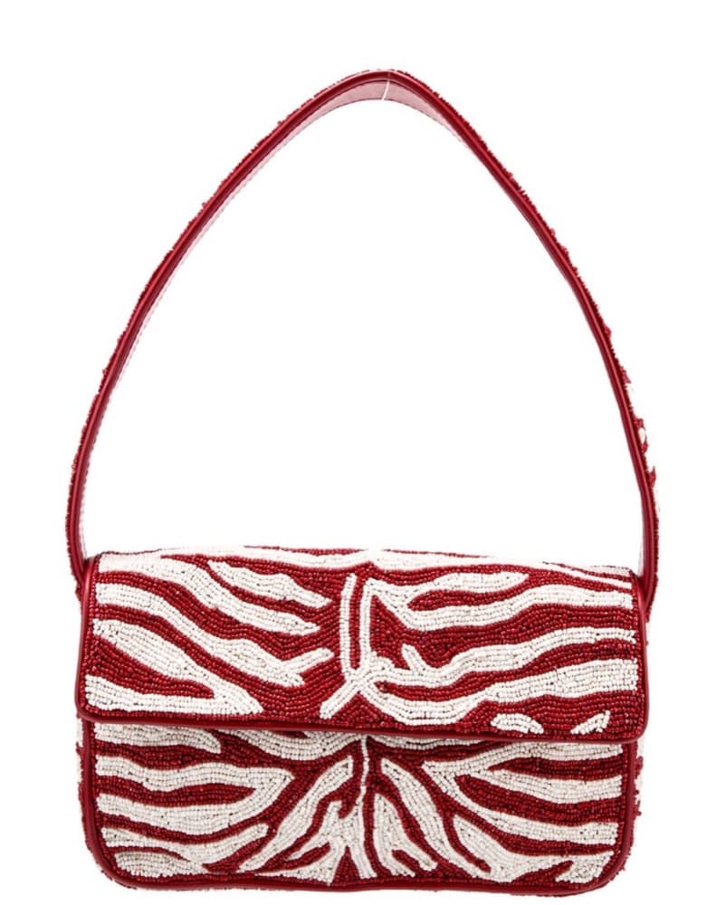 Staud Beaded Tommy Bag - Red And White - Image 1