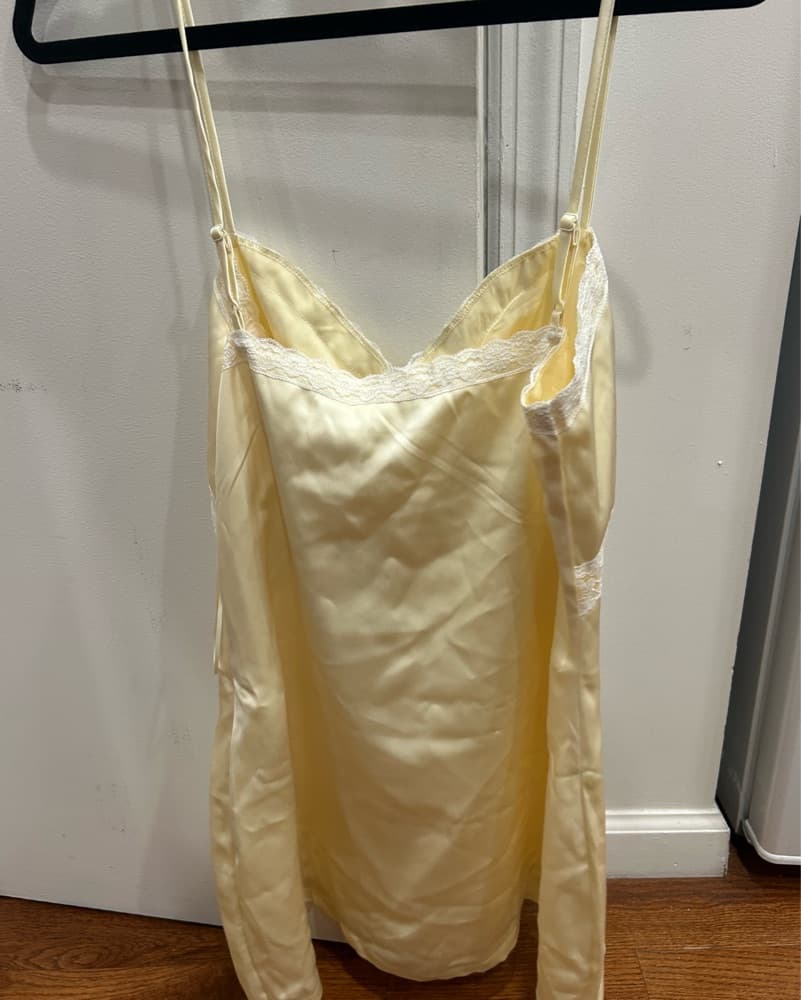 Yellow Satin mini Dress - Image 2
