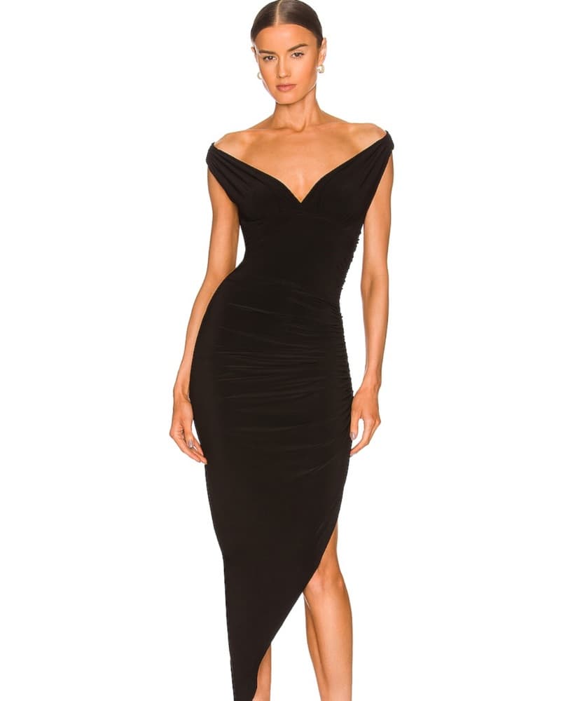 Norma Kamali Tara Side Drape Gown Black - Image 1