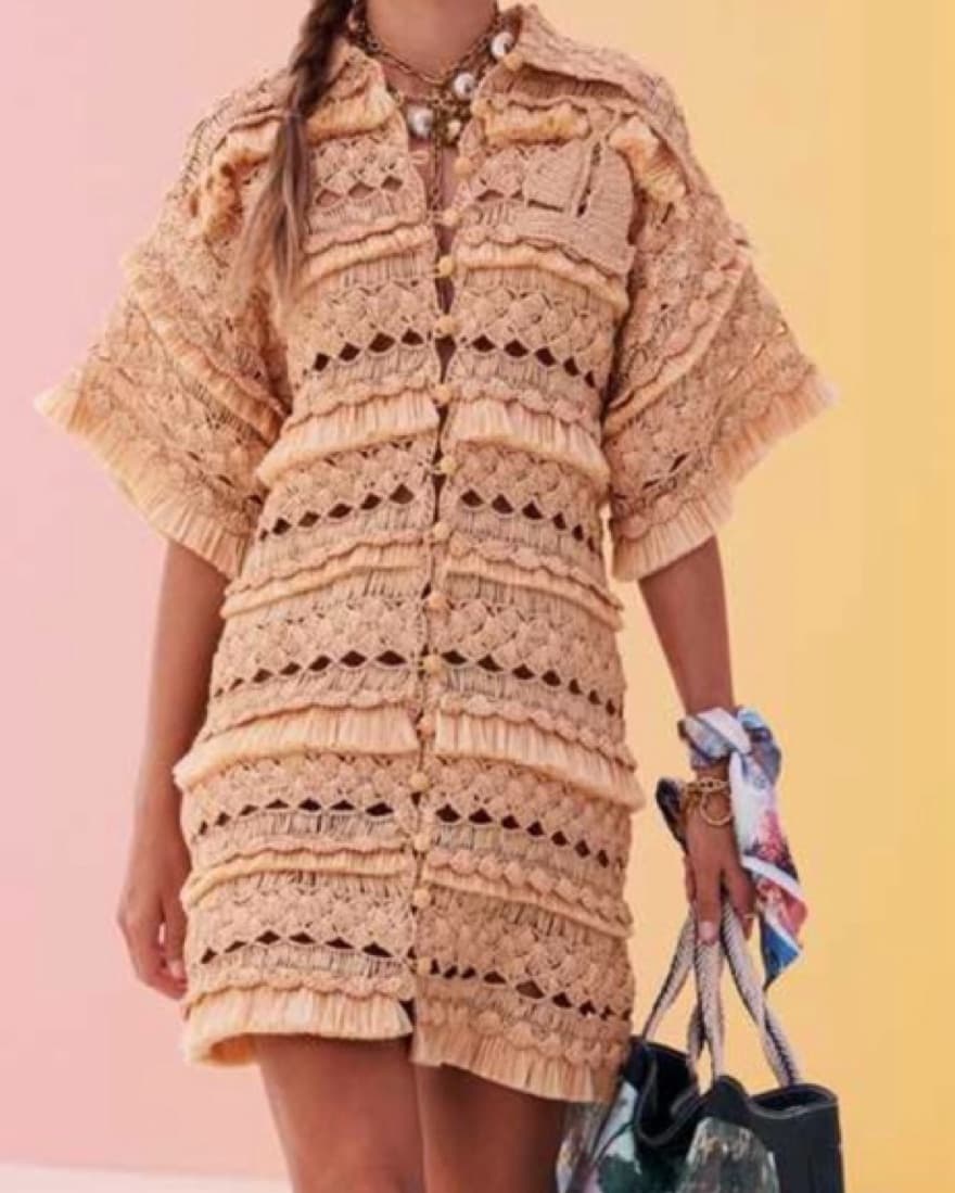Zimmermann Straw Crochet Mini Dress - Image 1