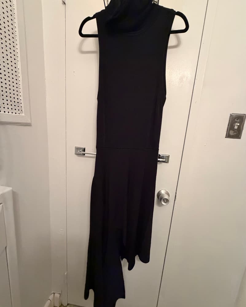 Sleek Black Cowl Neck Dress - Image 1