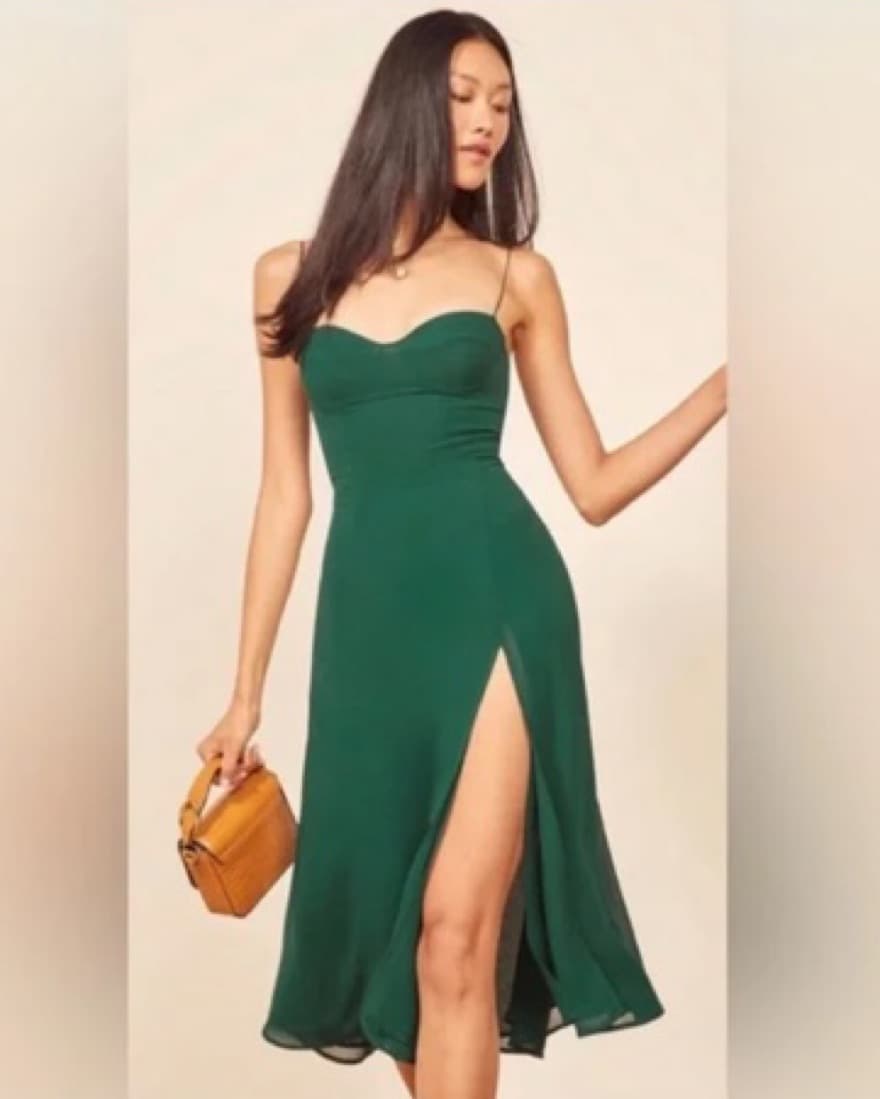 Reformation Juliette Green Dress - Image 4