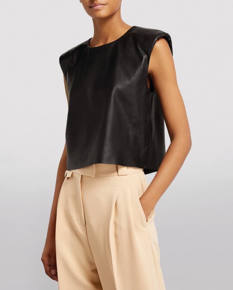 FRAME Leather Tank With Shoulder Pads - Image 2
