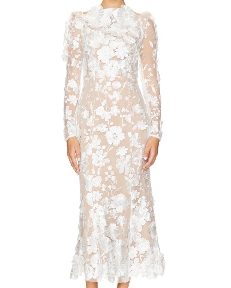 Elegant Floral Lace Maxi Dress - Image 1