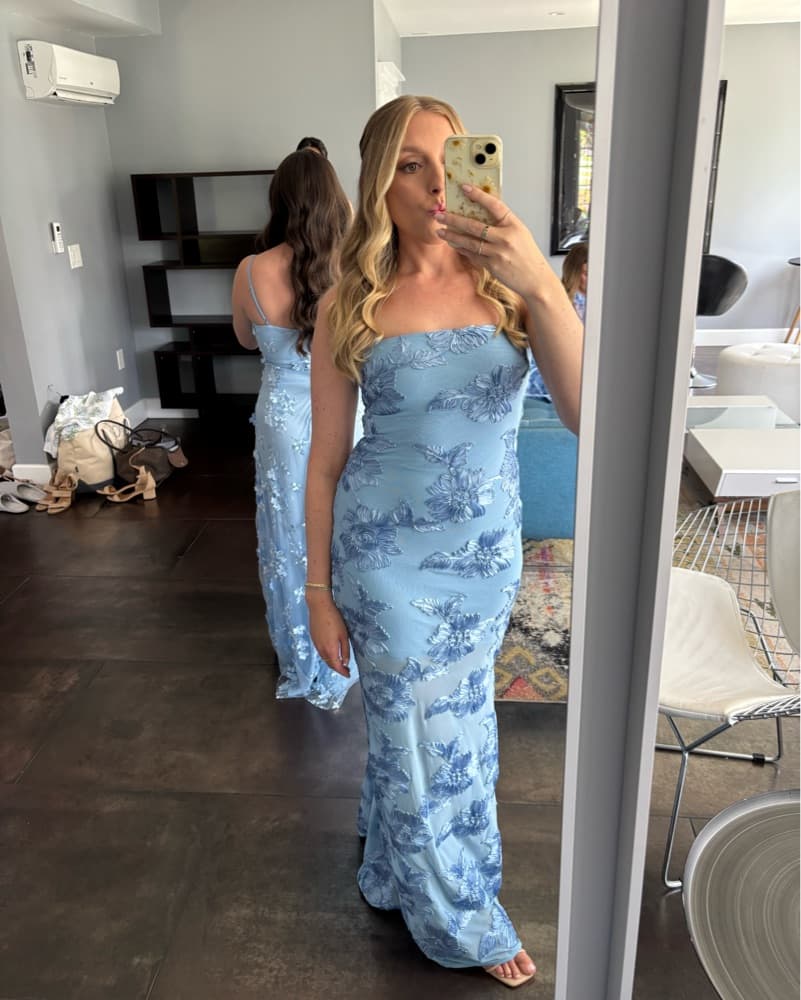 ROTATE Alberty floral-appliqué mesh gown - Image 3