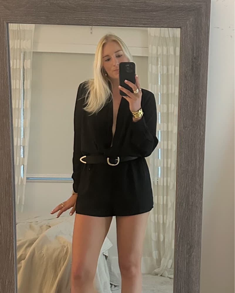 Superdown Kacey Drape Neck Romper - Image 2