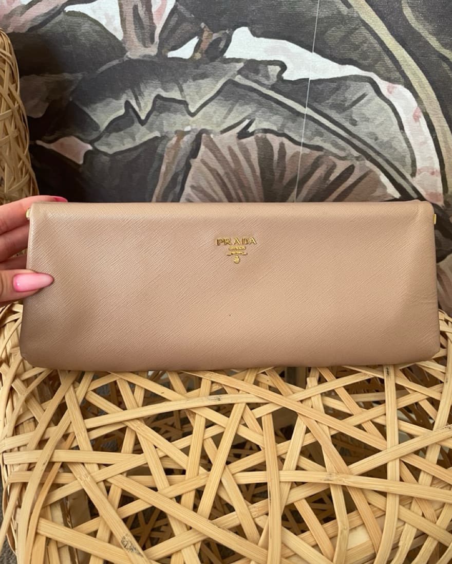 PRADA Saffiano Lux Leather Clutch - Image 1