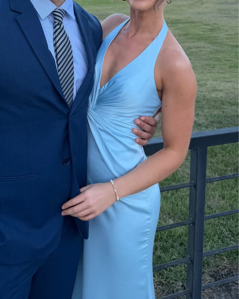 Light Blue Satin Dress - Image 1