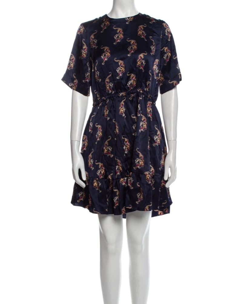 Sandro Navy Silk Tiger Print | 2 - Image 1