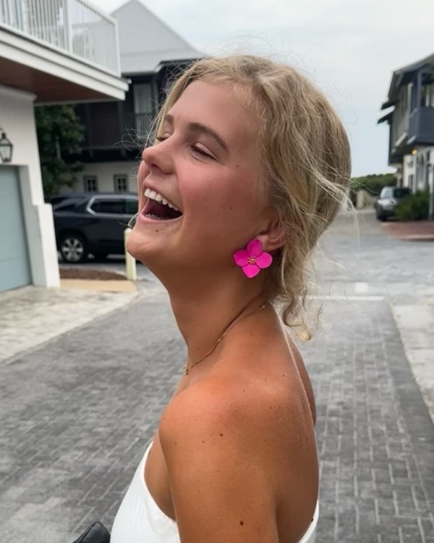 Pink Flower Earrings  - Image 1