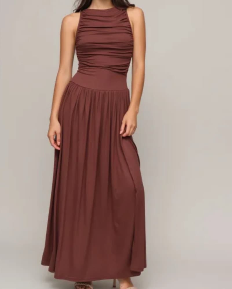 Mixology Brown Goddess Maxi Dress - Image 2