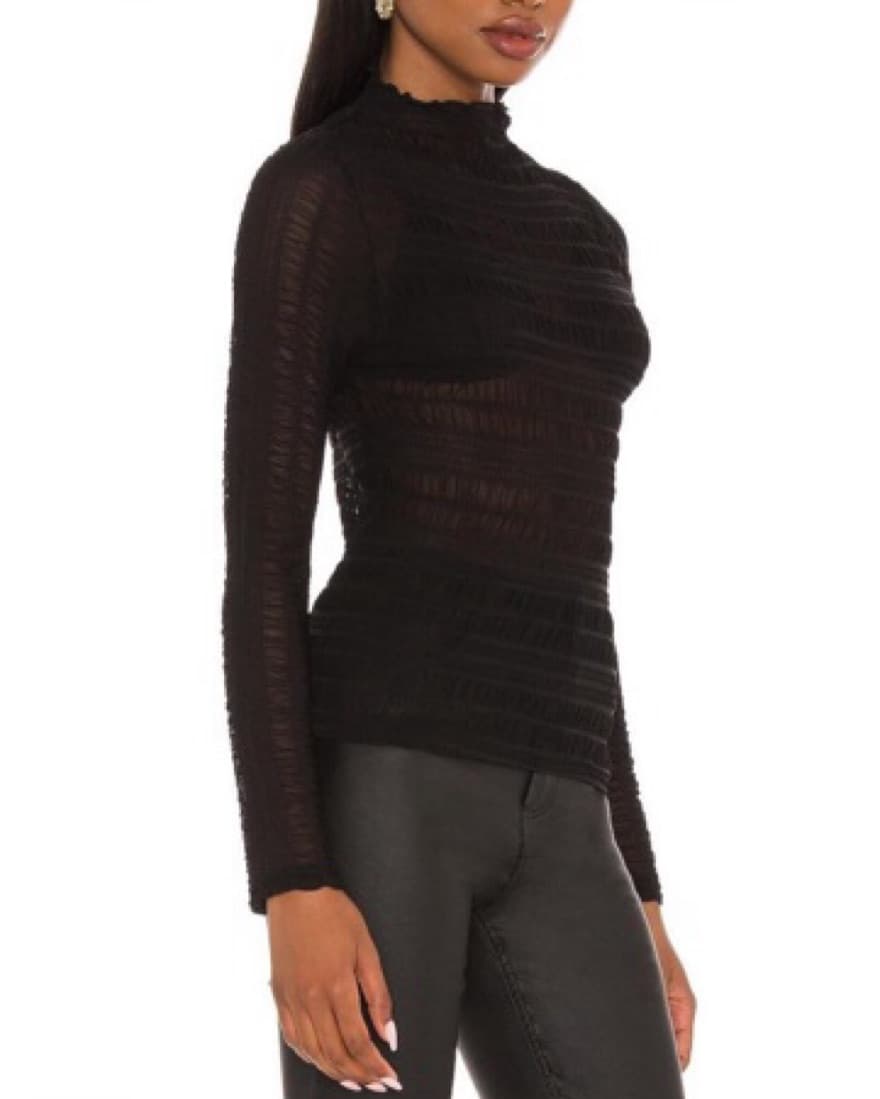 Revolve Black Sheer Mesh Going Out top - Image 3