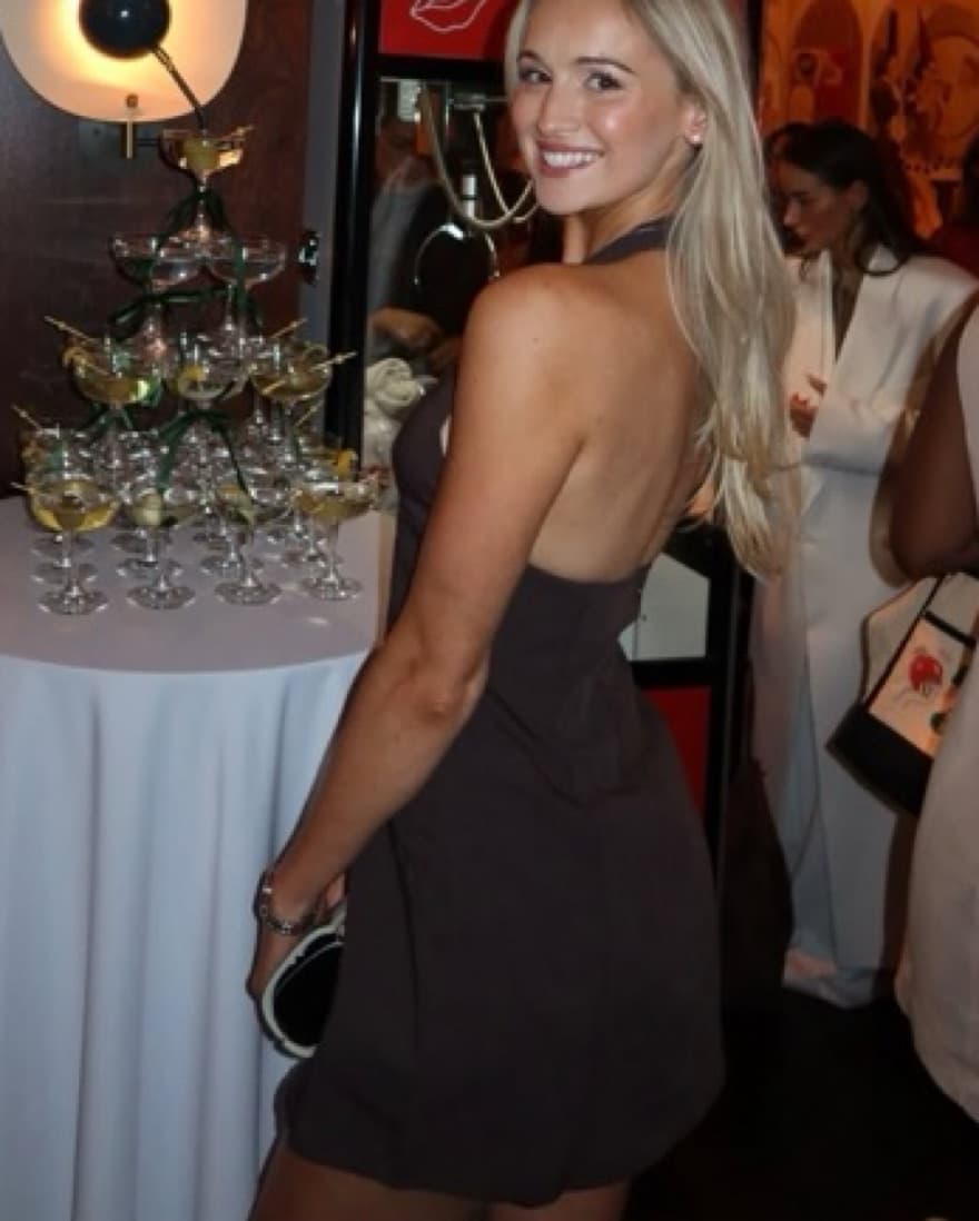 White Fox Brown Plunge Halter Dress - Image 2
